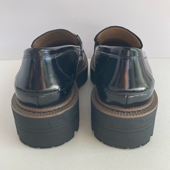 Women's Sam Edelman Black Laurs Loafer Size 7.5M Leather Chunky Platform - Picture 6 of 9